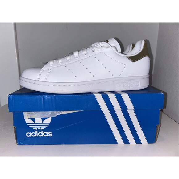 Stan Smith Adidas Size 8 White Gold Woman Womens Sneakers Shoes New in Box - Picture 4 of 7